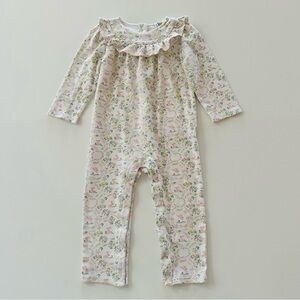 Janie and Jack 18-24 Months Baby Girl Pastel Floral Bunny Romper Spring Easter